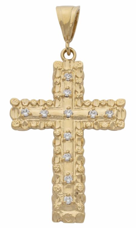 CZ Nugget Cross Pendant