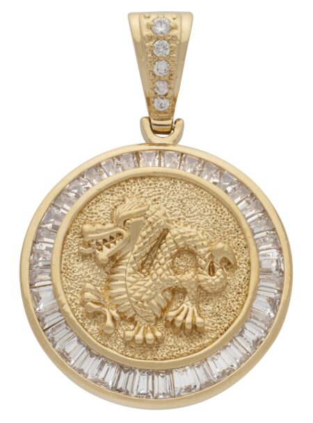 CZ Round Dragon Pendant