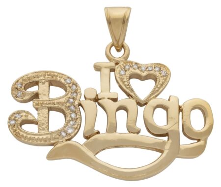 CZ I Love Bingo Pendant