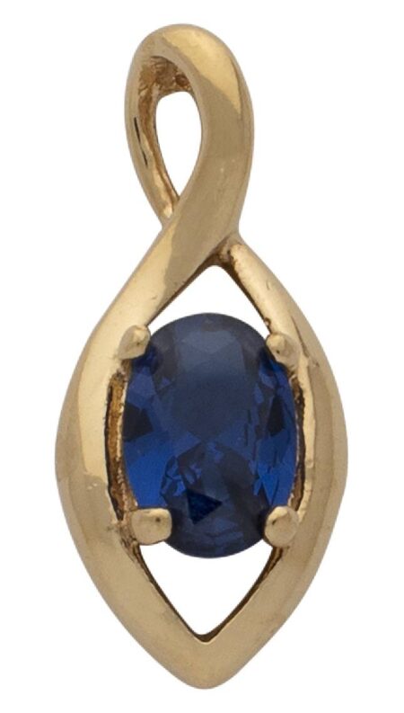 CZ Blue Oval Pendant