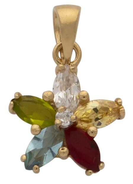 CZ Multi-Colored Stones Flower Pendant