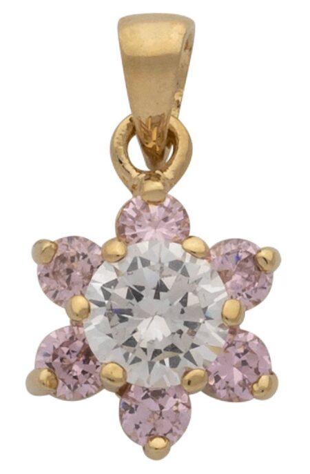 CZ Pink Flower Pendant