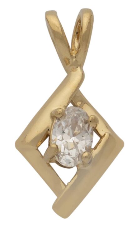 CZ Triangle Framed Oval Stone Pendant