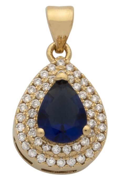 CZ Teardrop and Sapphire Pendant