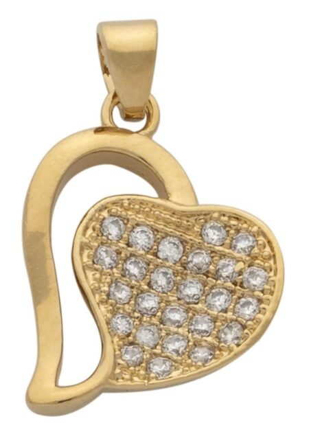 Open Heart with Solid CZ Heart Pendant
