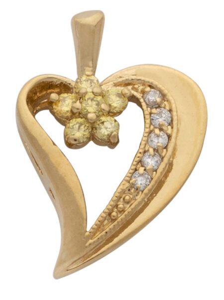 CZ/Yellow Flower/Heart Pendant