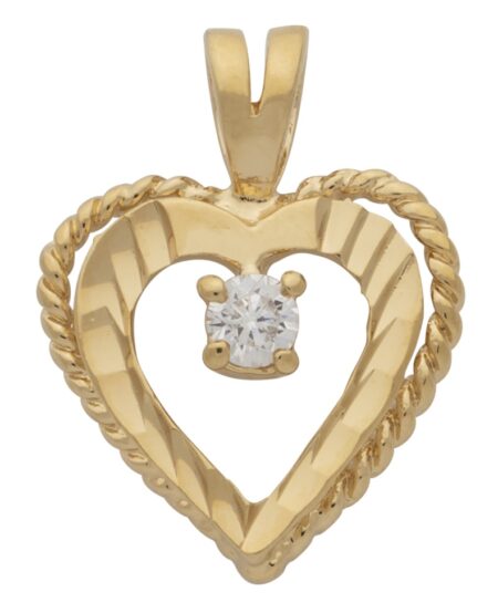 CZ Diamond Cut Heart Pendant