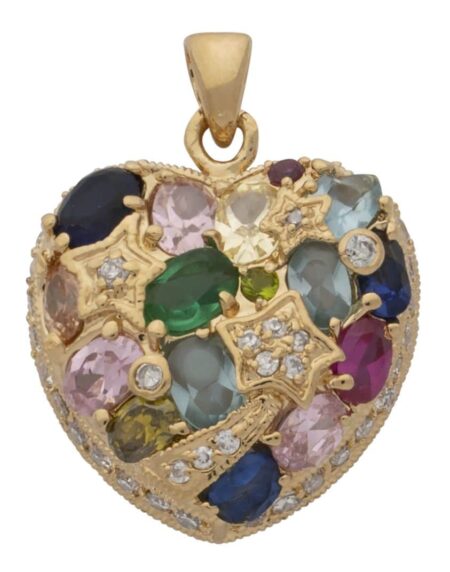 CZ Multi-Colored Stone Heart Pendant