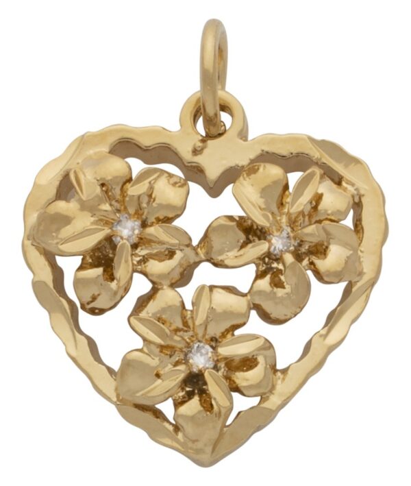 CZ Heart and Flower Pendant