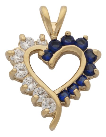 CZ/Blue Heart Pendant