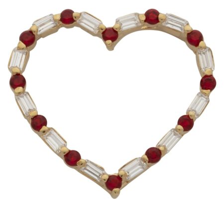 CZ Red/White Stone Heart Pendant