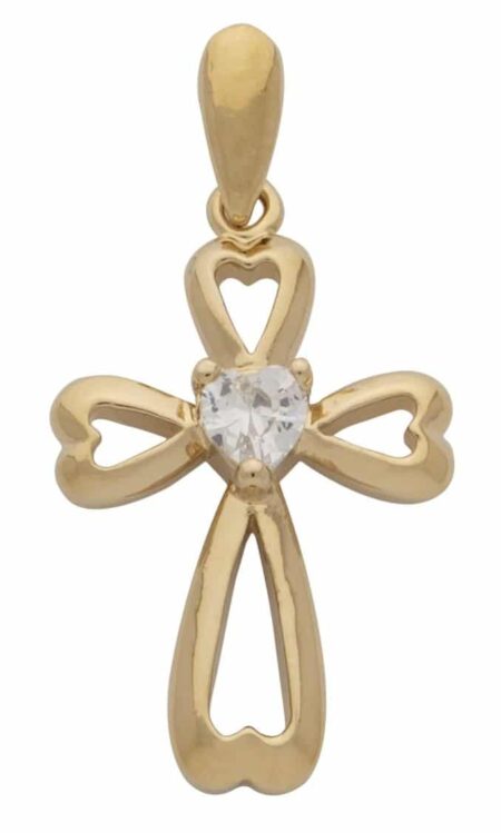 CZ Stone and Cross Pendant