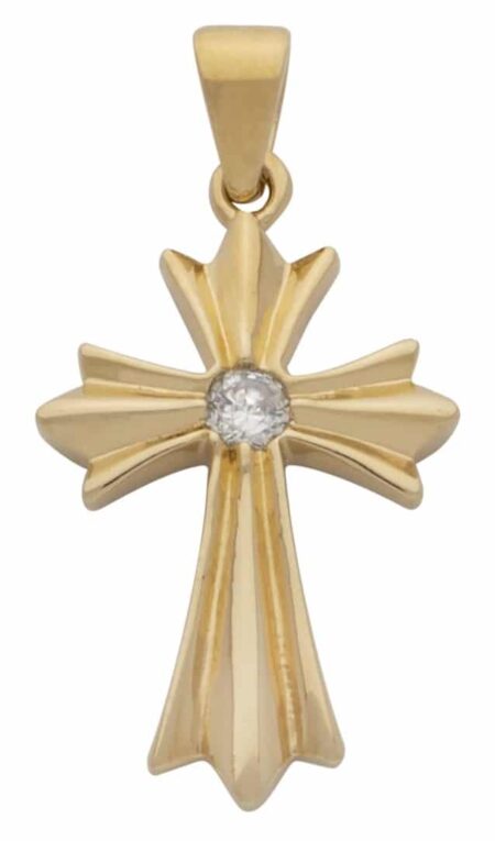 CZ Stone and Cross Pendant