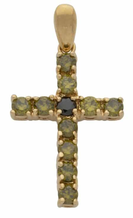 CZ Green Stone Cross Pendant