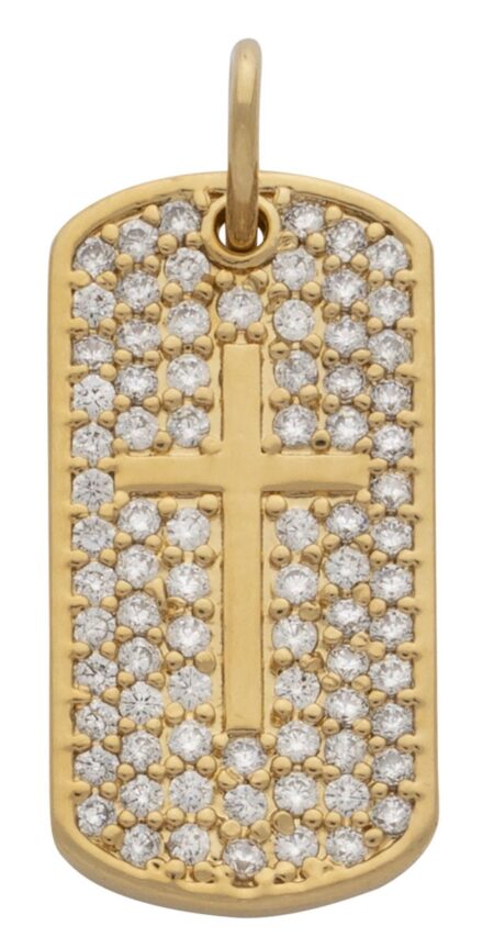 CZ Dog Tag Cross Pendant