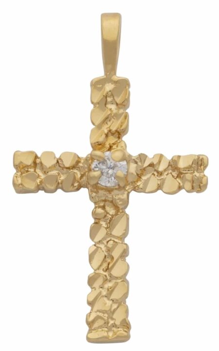 CZ Nugget Cross Pendant