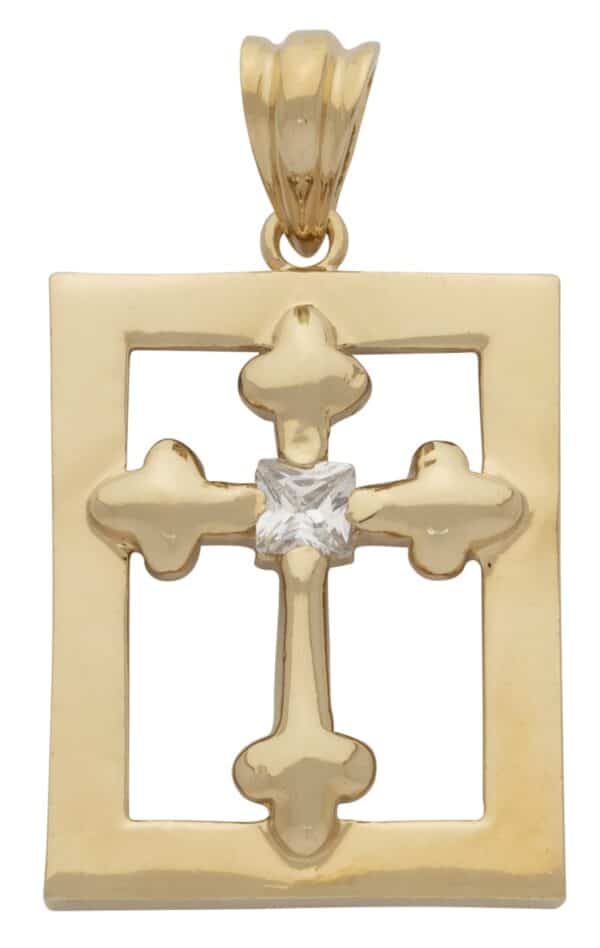 CZ Framed Cross Pendant