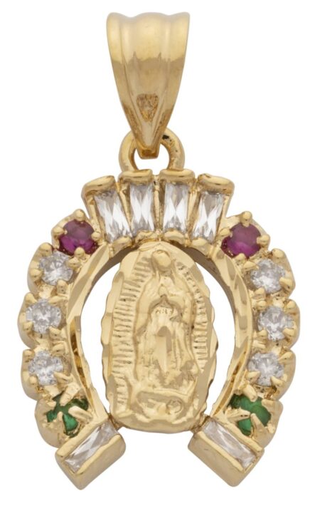 CZ/Green/Red Horseshoe/Madonna Pendant