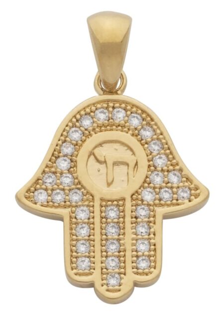 CZ Jewish Hamsa Hand Pendant