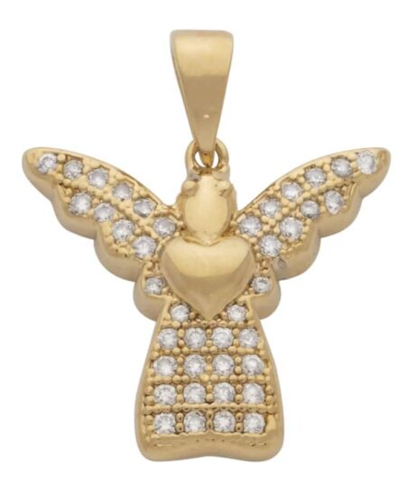 CZ Angel Holding a Heart Pendant