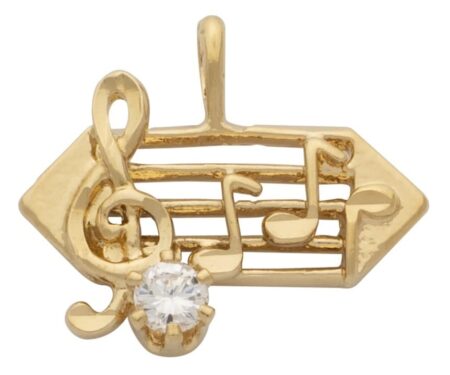 CZ Music Note Pendant