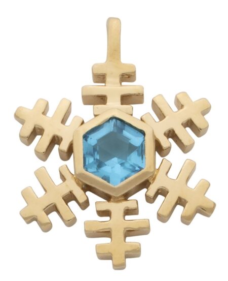 CZ Blue Center Stone Snowflake Pendant