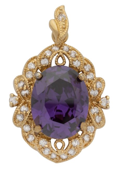 CZ/Amethyst Stone Pendant