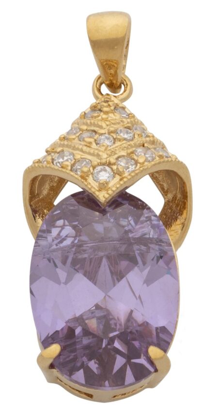 CZ Oval Stoned Light Purple Pendant