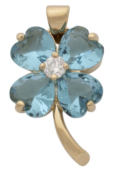 CZ Blue Stone Flower Pendant