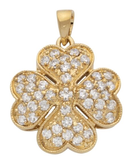 CZ Four Leaf Clover Pendant