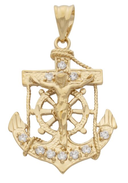 CZ Anchor with Jesus Pendant