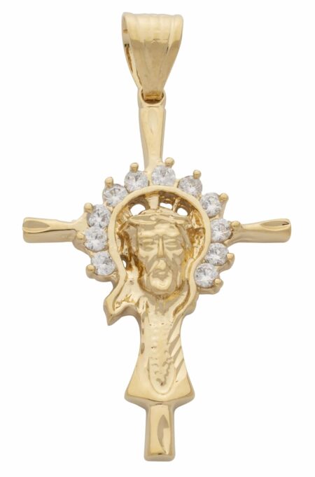 CZ Halo Jesus Head Pendant