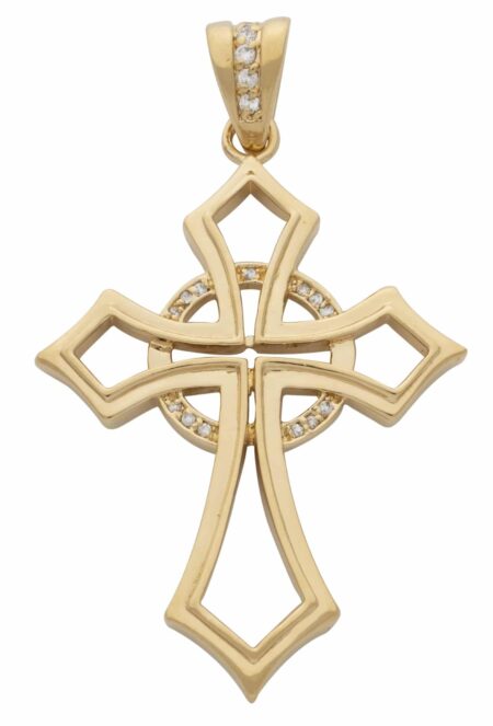 CZ Circle and Cross Pendant