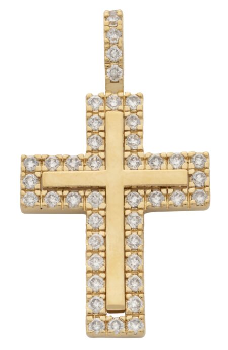CZ and Solid Cross Pendant
