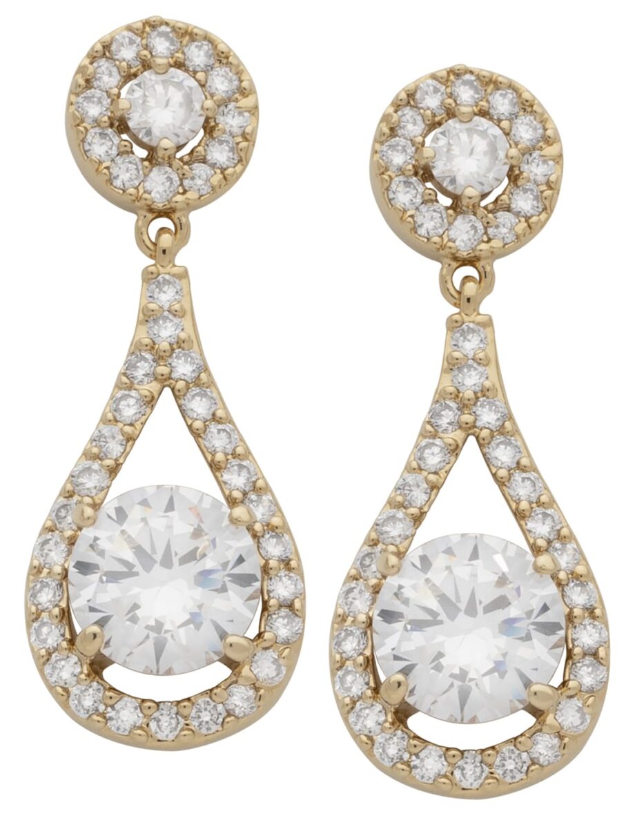 CZE-103 | CZ Tear Drop Dangling Earrings