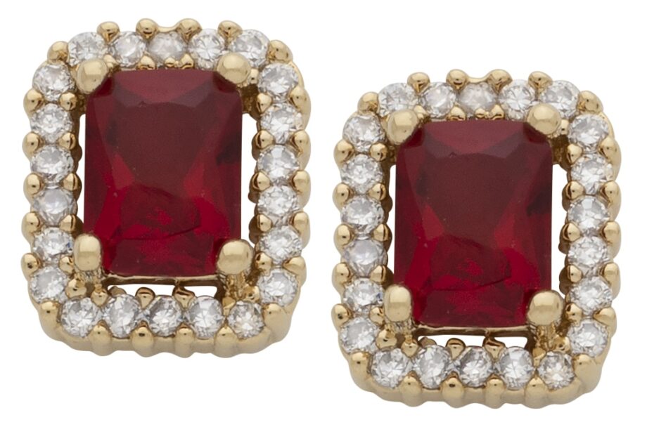 CZE-160 | CZ/Ruby Square Earrings