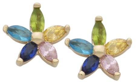 CZE-162 | CZ Colored Petals Flower Earrings