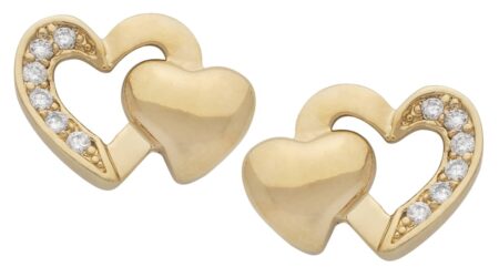 CZE-172 | CZ Heart and Gold Heart Earrings