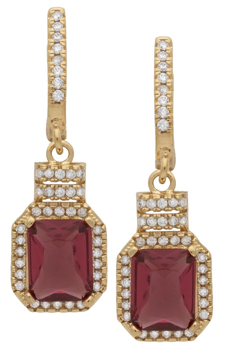 CZE-192 | CZ & Ruby Dangling Earrings
