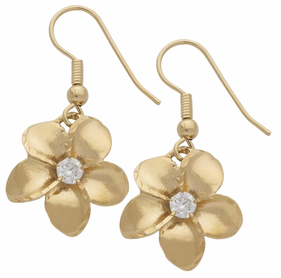 CZE-233 | CZ & Flower Dangling Earrings Small