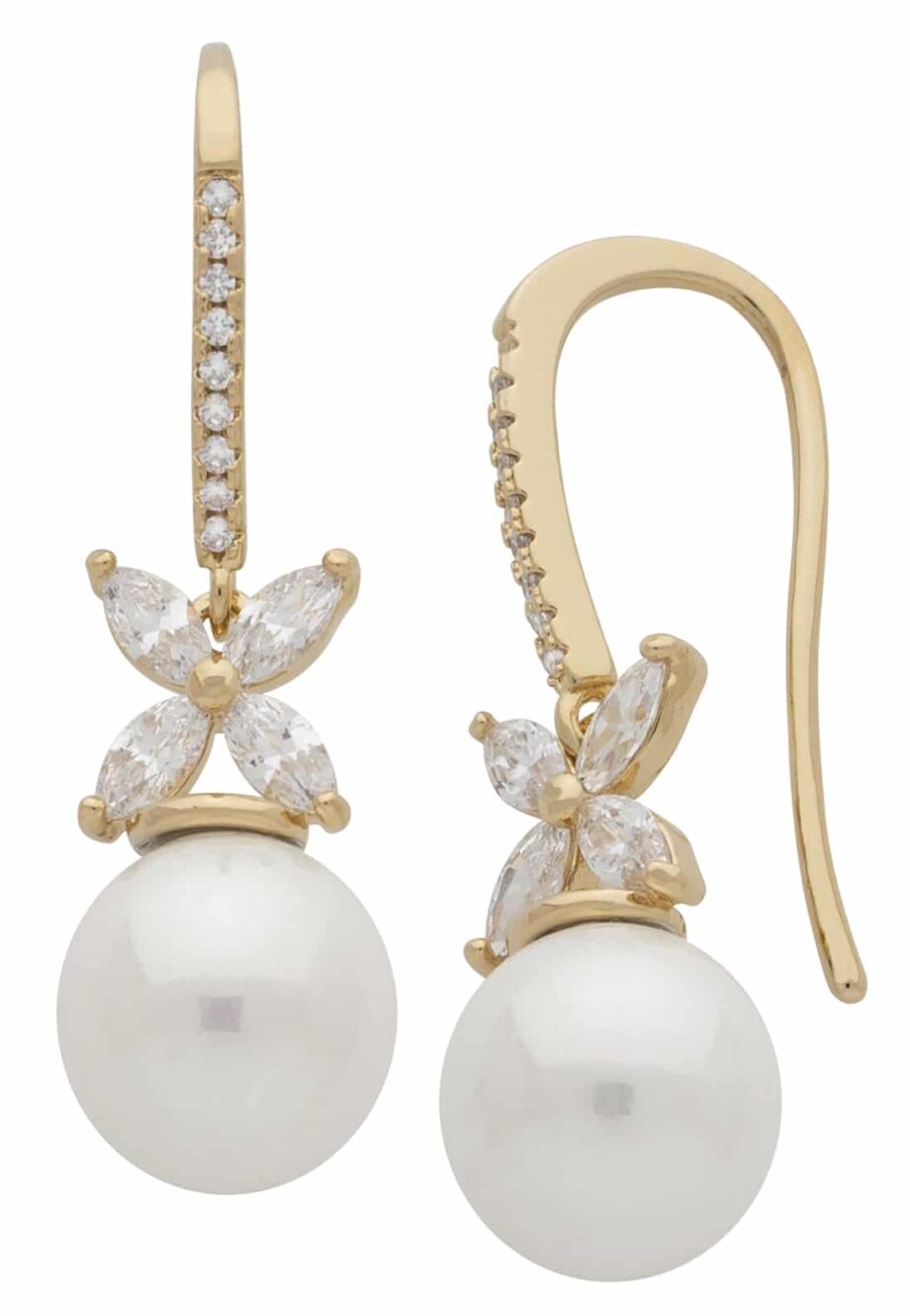 CZE-241 | CZ & Pearl Dangling Earrings
