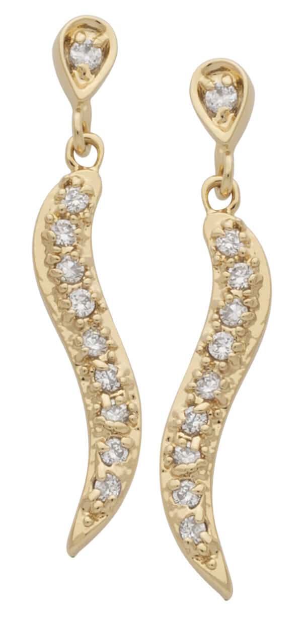 CZE060 CZ Italian Horn Earrings · Goldfathers Jewelry
