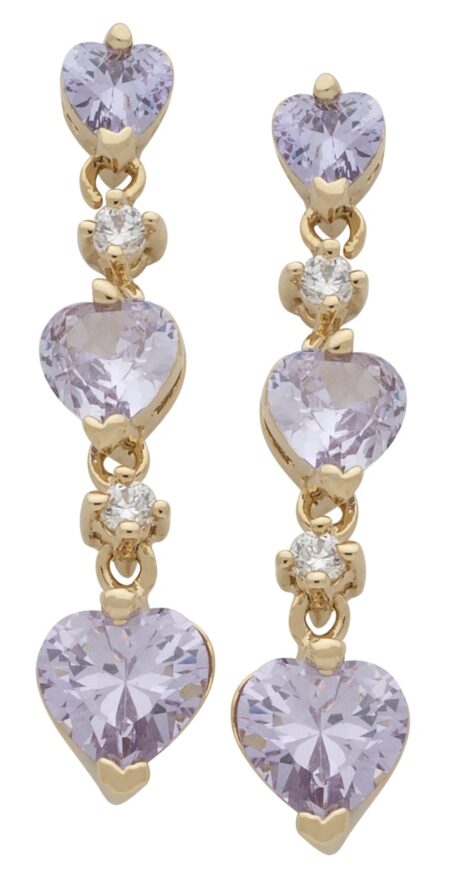 CZE-083 | CZ Ladies Dangling Light Purple Heart Earrings
