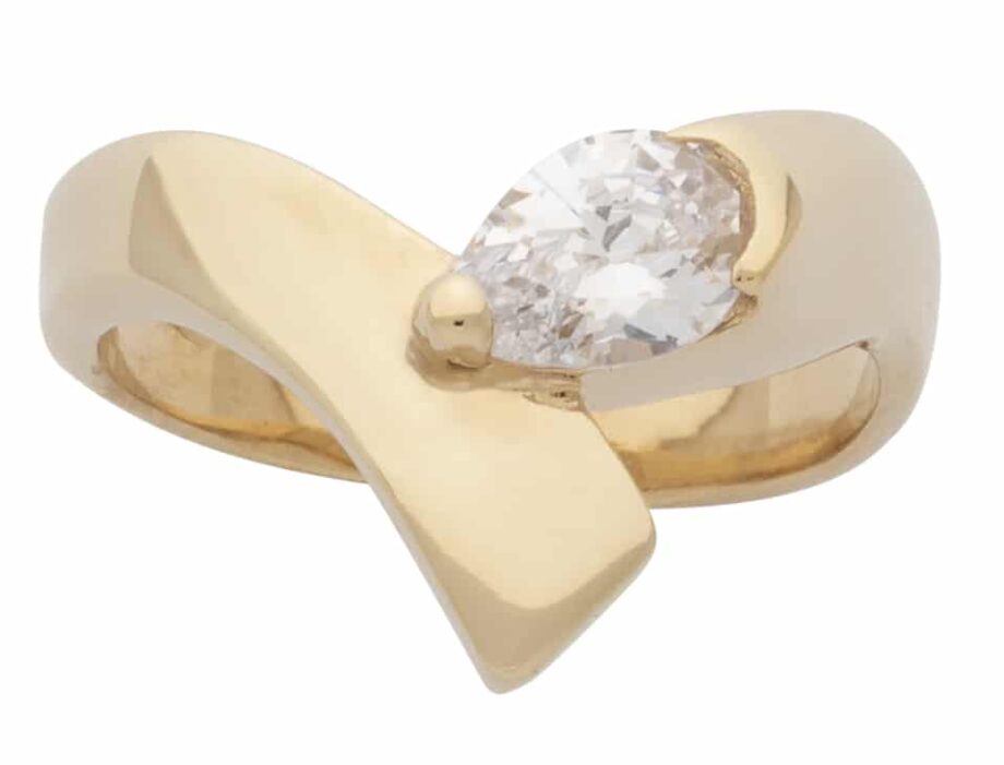 LR-103 | Ladies Ring V with CZ
