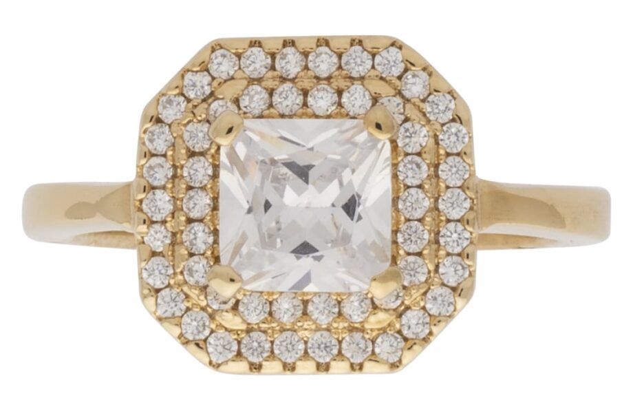 LR-181 | Ladies Ring CZ/Clear Rectangle Center Stone