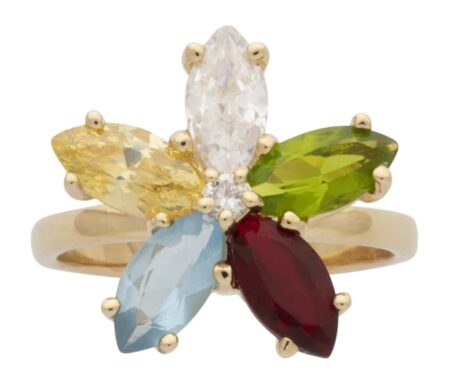 LR-245 | Ladies Ring CZ Multi-Colored Stones Flower