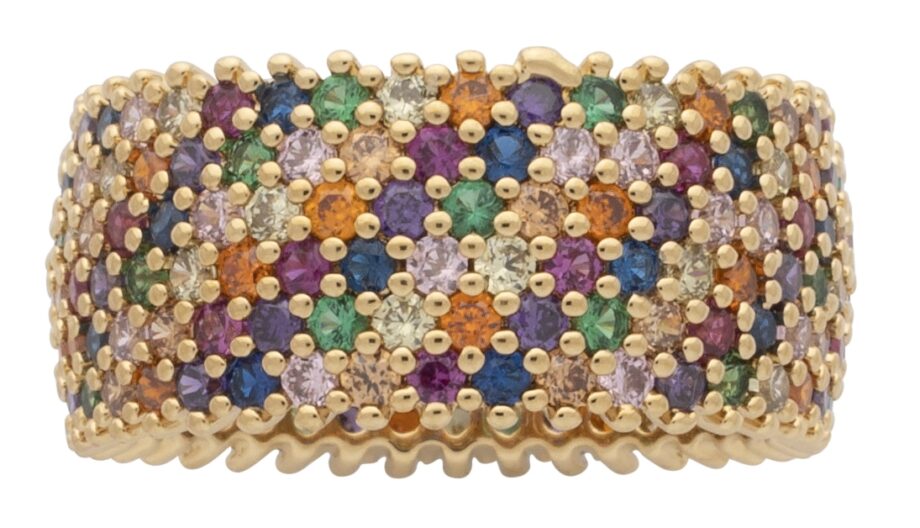 LR-246 | Ladies Ring CZ Multi-Colored Stones Wide Band