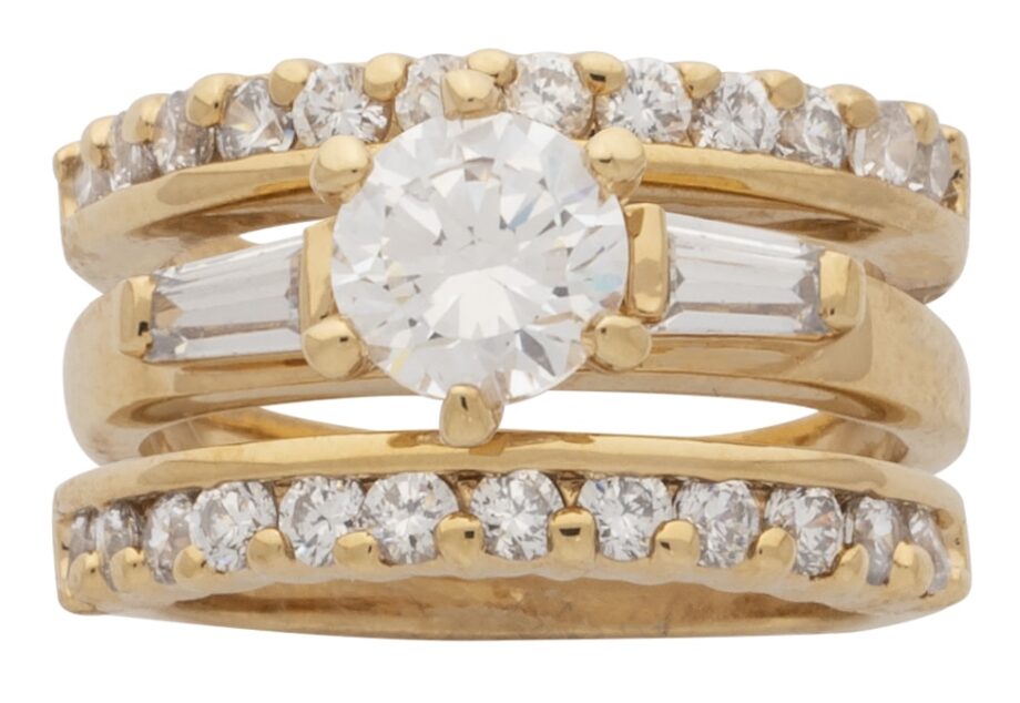 LR-088 | Ladies Ring CZ Wedding Band 3 Piece
