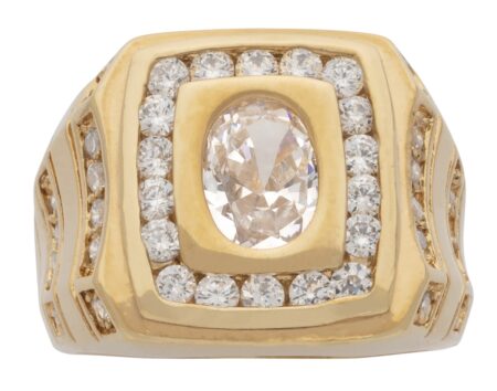 MN-050 | Mens Ring CZ/Oval Center Stone