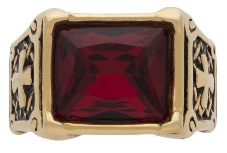 MN-086 | Mens Ring Retangle Red Stone